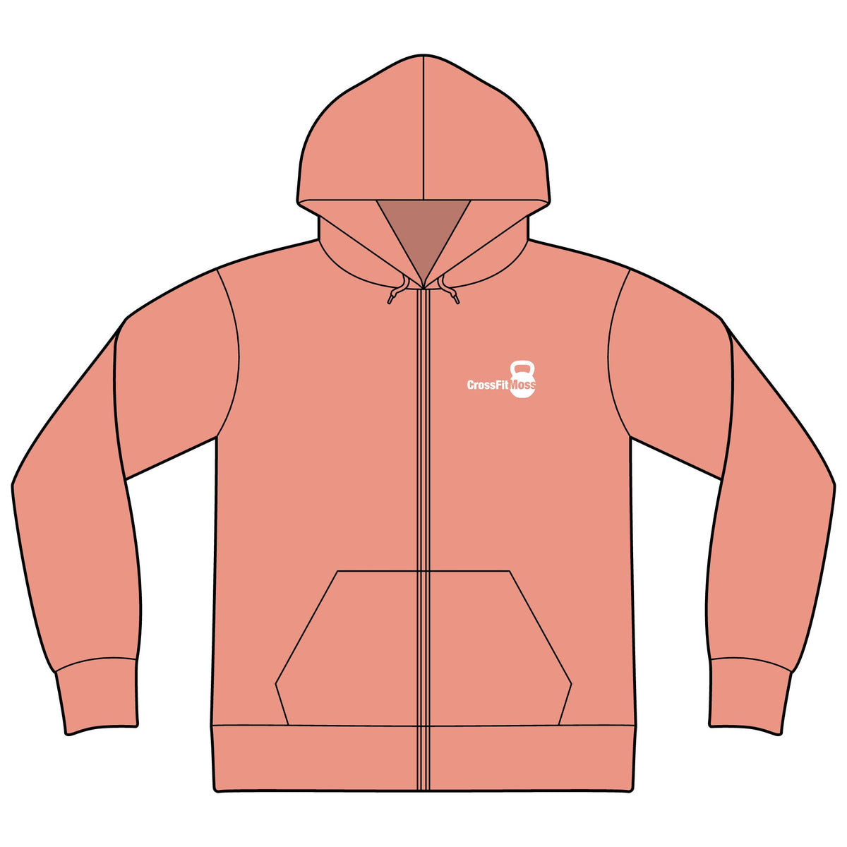 CrossFit Moss Kettlebell Zip Hoodie — Full-Zip Gym Sweatshirt