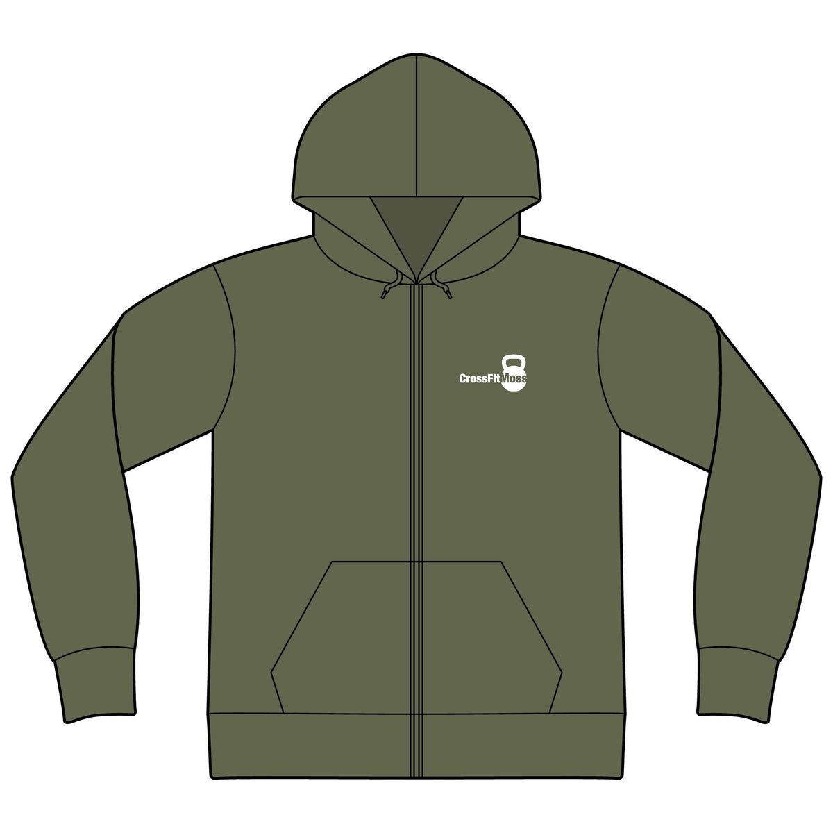 CrossFit Moss Kettlebell Zip Hoodie — Full-Zip Gym Sweatshirt