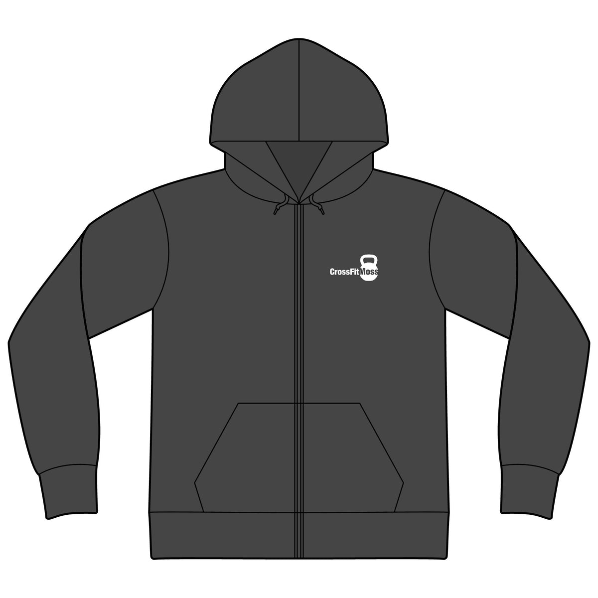 CrossFit Moss Kettlebell Zip Hoodie — Full-Zip Gym Sweatshirt