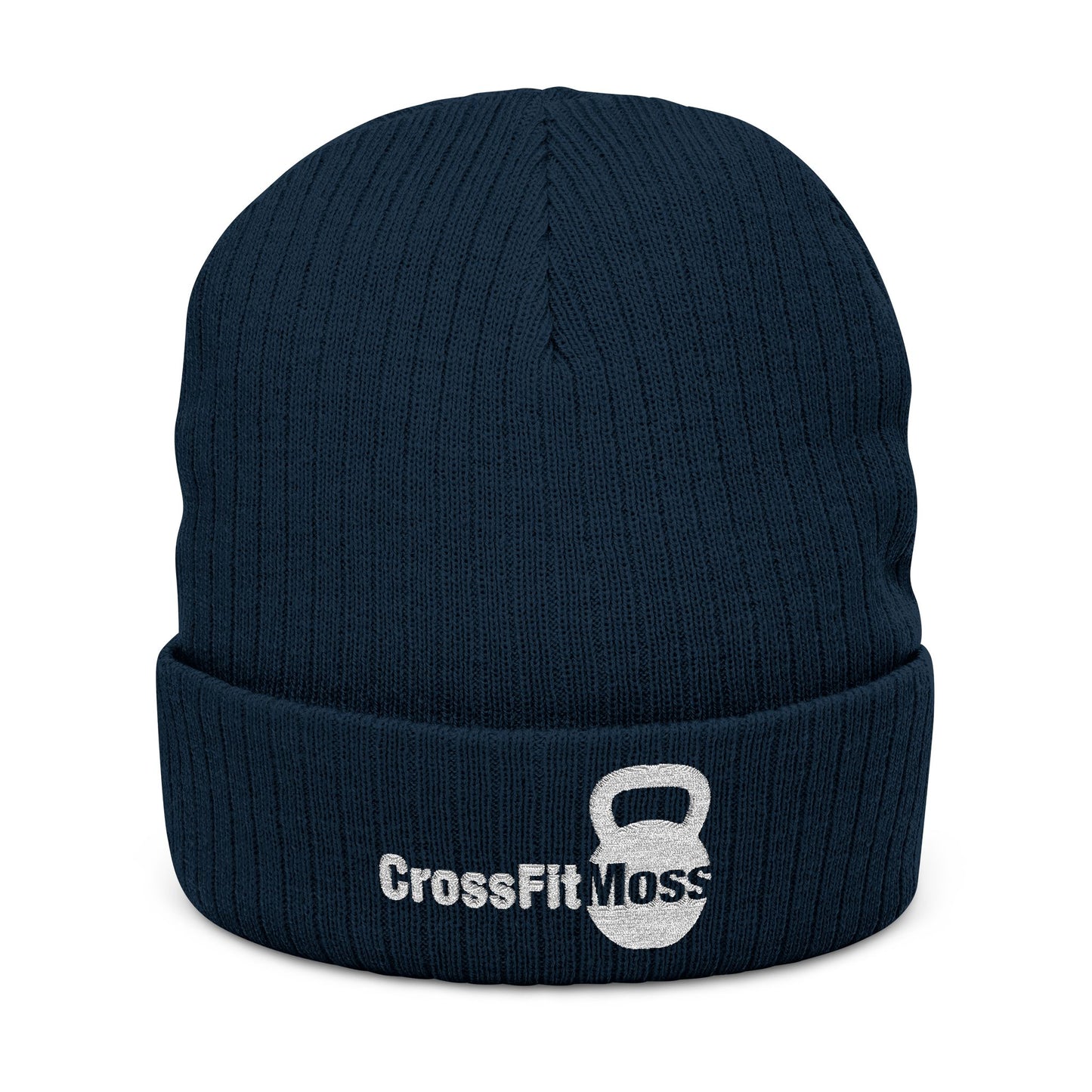 CrossFit Moss Ribbed Knit Beanie, Warm Winter Hat, Fitness Accessory, Gift for Gym Lovers, Embroidered Beanie