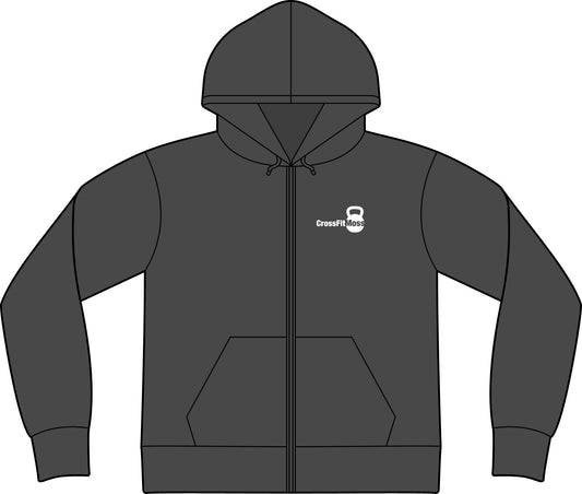 Women’s Fitted Full‑Zip Hoodie — Minimal CrossFit Kettlebell Logo