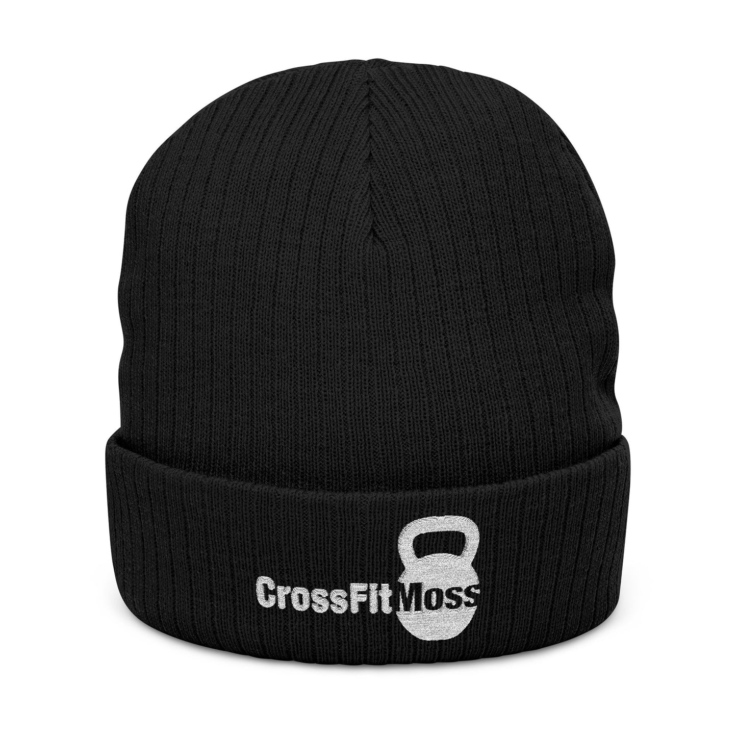 CrossFit Moss Ribbed Knit Beanie, Warm Winter Hat, Fitness Accessory, Gift for Gym Lovers, Embroidered Beanie