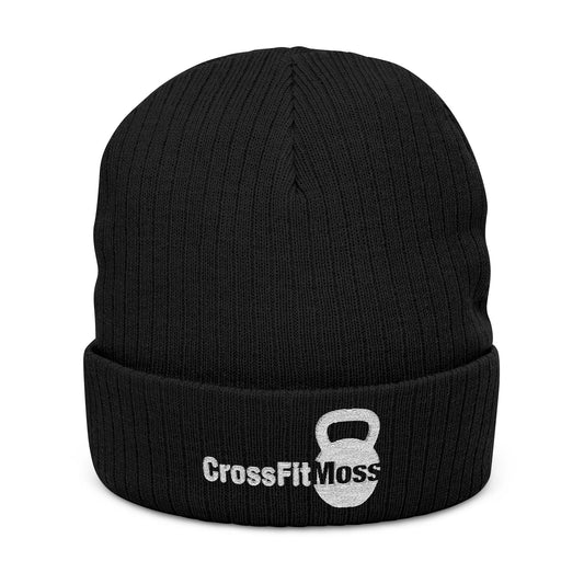 CrossFit Moss Ribbed Knit Beanie, Warm Winter Hat, Fitness Accessory, Gift for Gym Lovers, Embroidered Beanie