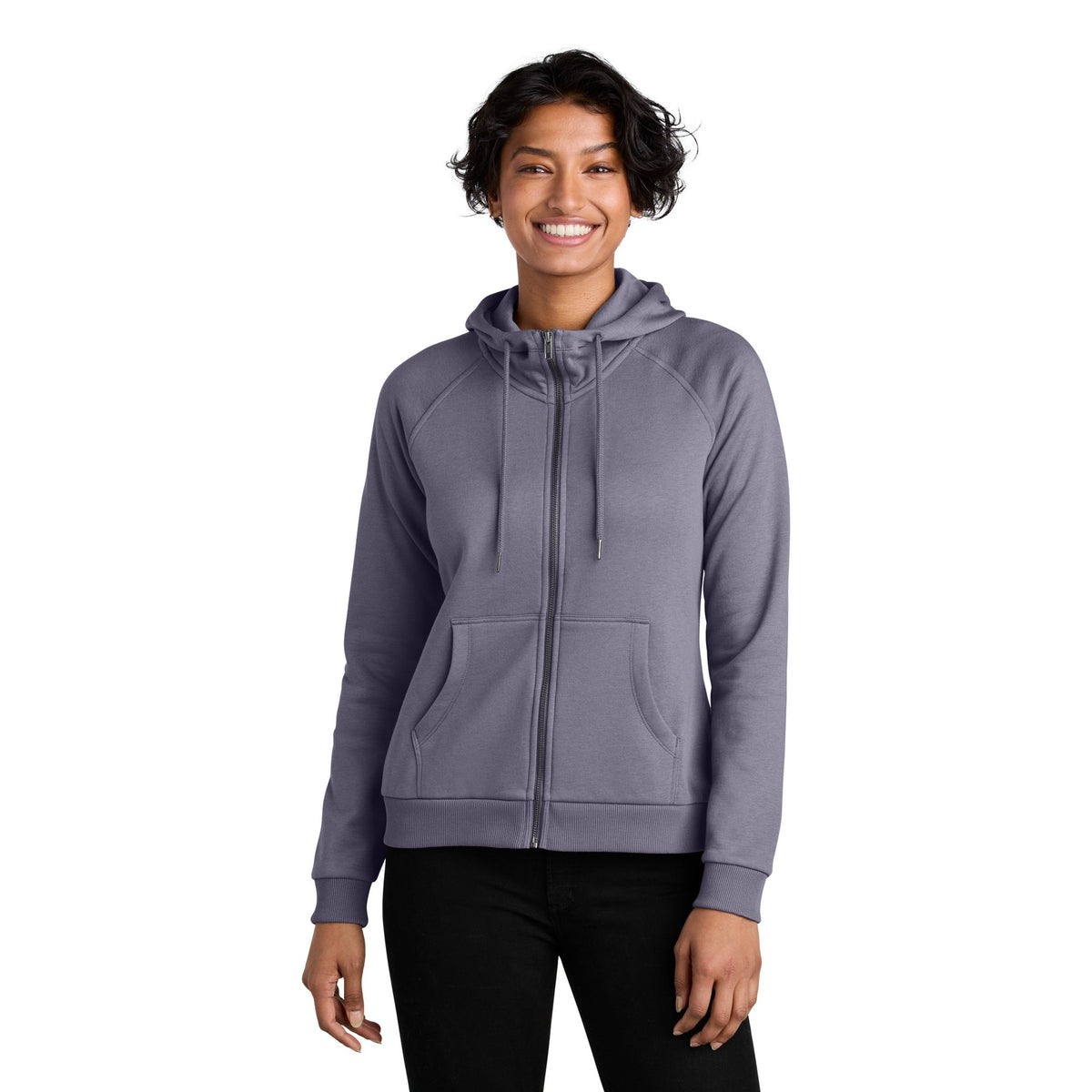 Women's Full-Zip Hoodie — Minimal Chest Logo Organic Fleece